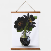Elegante Buquê Floral Preto em Vaso de Mármore.