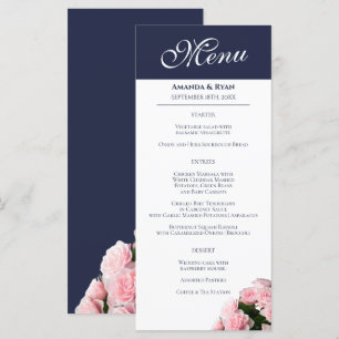 Elegante Buquê Rosa Rosa Rosa Floral Menu Casament
