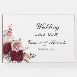 Elegante Burgundy Blush Floral Weding Livro Convid