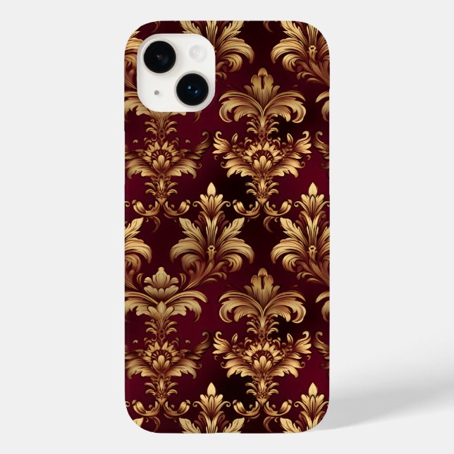 Elegante Burgundy Damask - Vintage Barroco Floral (Verso)