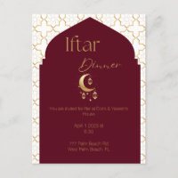 Elegante Burgundy e Dourado Convite Ramadan Iftar