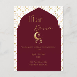 Elegante Burgundy e Dourado Convite Ramadan Iftar