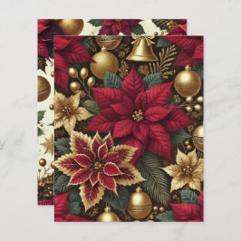 Elegante Burgundy e Dourado Poinsettia Papel Scrap