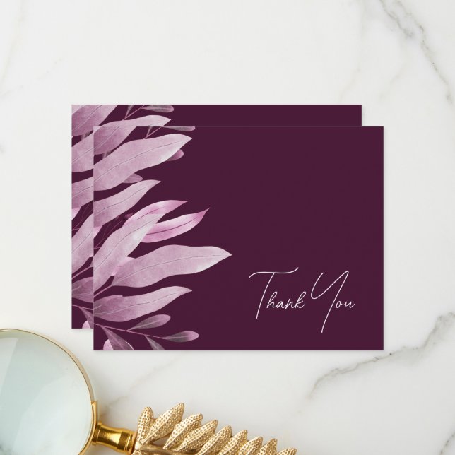 Elegante Burgundy Grande Folga Cartões de agradeci (Frente/Verso In Situ)