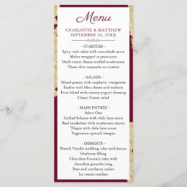 Elegante Burgundy Marsala e Dourado Menu Casamento