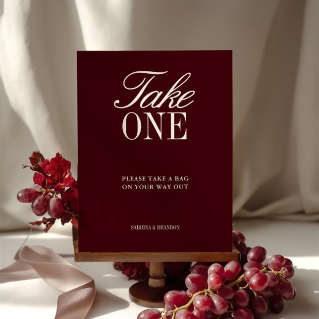 Elegante Burgundy Tome Um Sinal De Favor De Casame (Elegant Burgundy Cards & Gifts Wedding Sign)