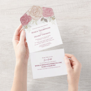 Elegante Burgundy Watercolor Floral Rosa Dourado