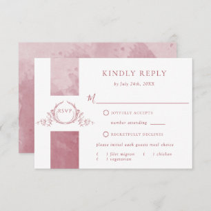 Elegante Burgundy Watercolor Monograma RSVP