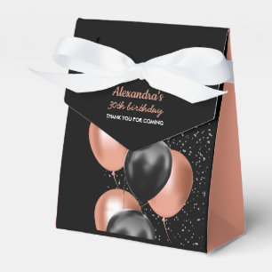 Elegante Caixa de Presente Rosa Dourado Balão Chic