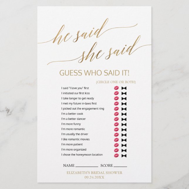 Elegante Caligrafia Dourada Ele Disse Que Ela Diss (Frente)