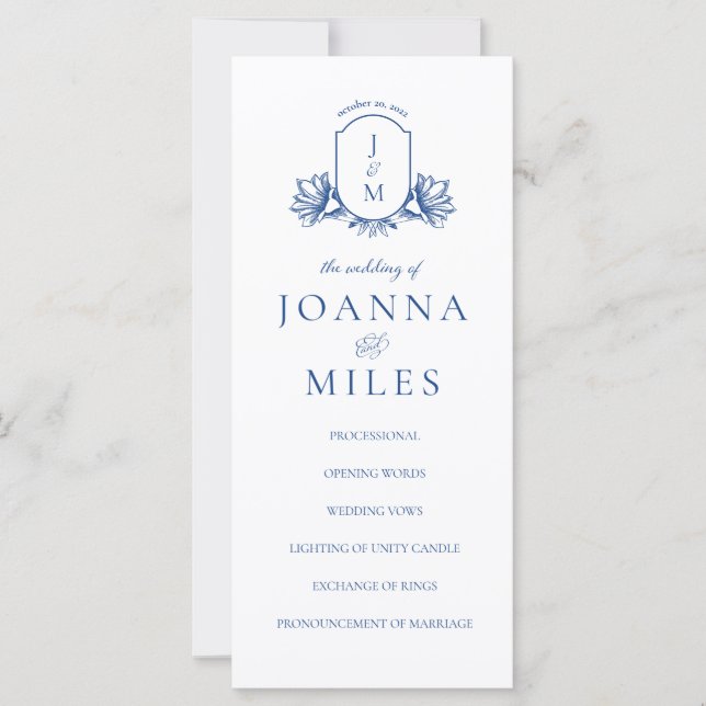 Elegante Caligrafia Marselha Blue Crest (Frente)