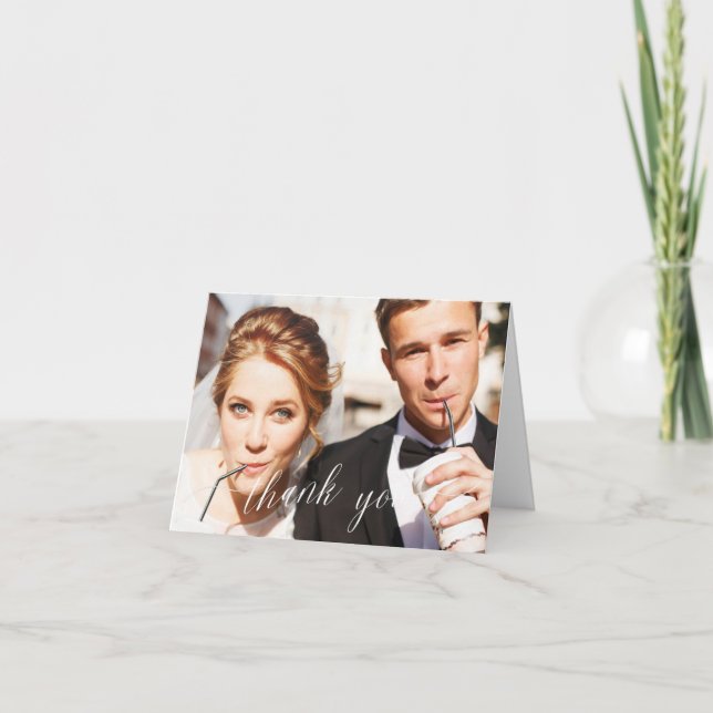 Elegante Calliografia 2 cartões de agradecimentos  (Frente)