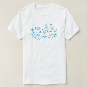Elegante Camisa Dama de Honra Nome Personalizado A