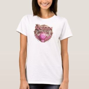 Elegante Camiseta com Impressão QUEEN MODE ON Verm