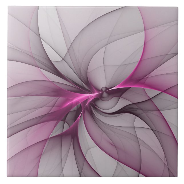 Elegante Caos Moderno Arte Abstrato Rosa Fractal (Frente)