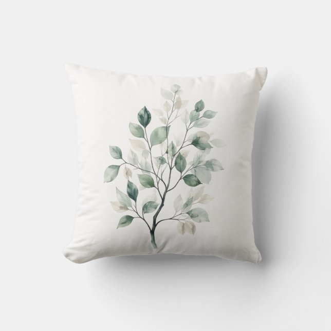 Elegante capa de almofada de folha verde sálvia (Frente)