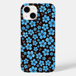 Elegante capa de iPhone preta com padrão floral az