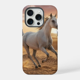 Elegante capa de telefone com cavalo branco corren