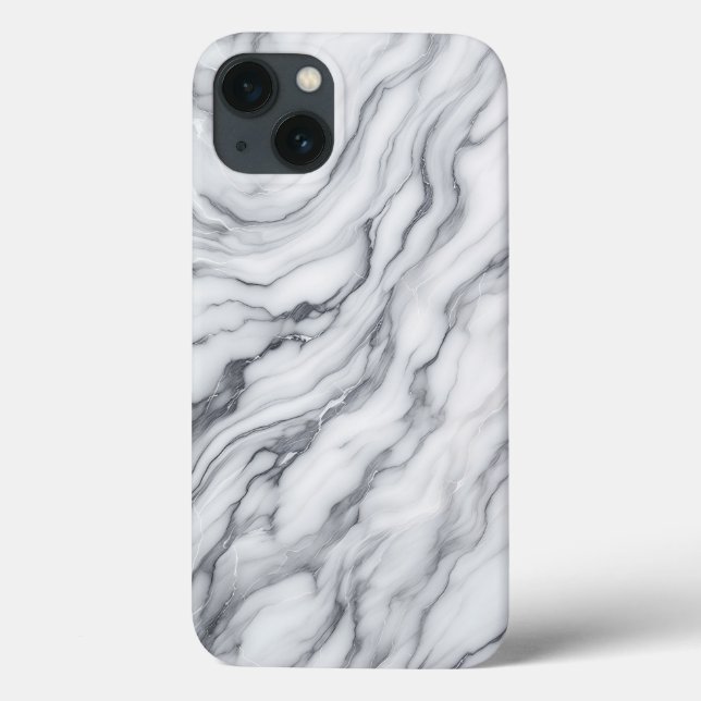 Elegante capa de telefone em mármore branco e cinz (Verso)