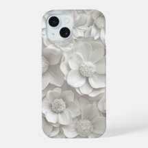 Elegante Capinha de Telefone com Floral 3D Branco