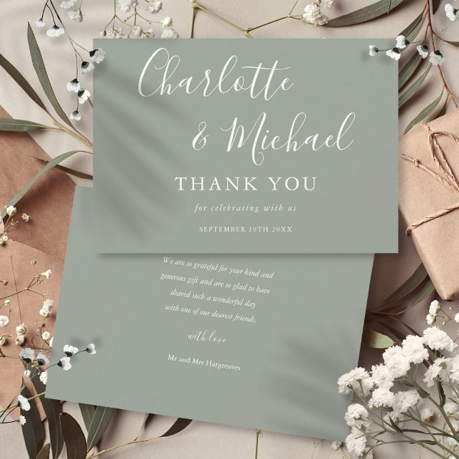 Elegante Carta de Agradecimento de Casamento com A (Elegant Signature Wedding Thank You)