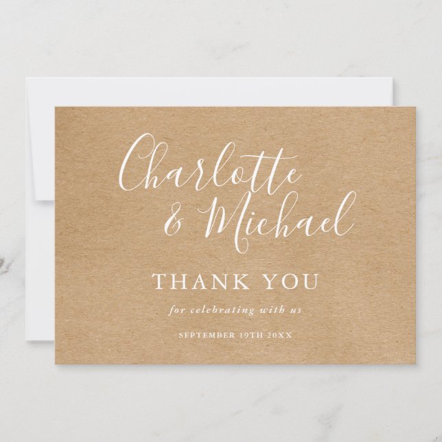 Elegante Carta de Agradecimento de Casamento Rústi (Frente)