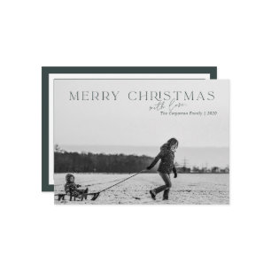 Elegante Cartão com fotos Verde de Natal 2