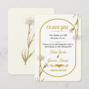 Elegante Cartão de Agradecimento de Casamento Botâ