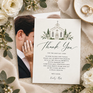 Elegante Cartão de Agradecimento de Casamento com