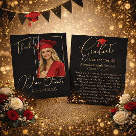 Elegante Cartão de Agradecimento de Formatura Pret