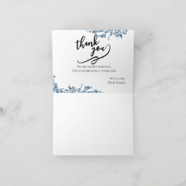 Elegante Cartão de Agradecimento Floral Azul