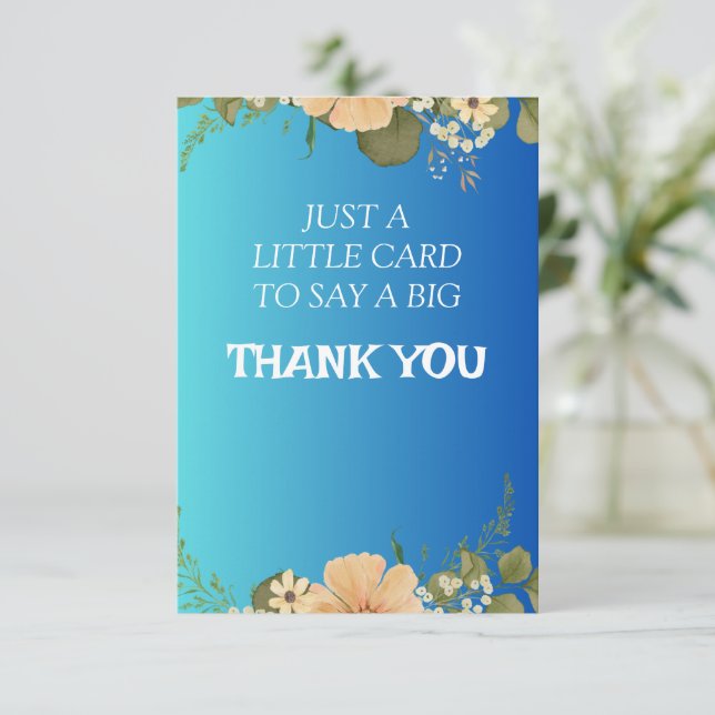 Elegante Cartão de Agradecimento Floral com Eu Per (Em pé/Frente)