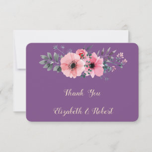 Elegante Cartão de Agradecimento Romântico Floral