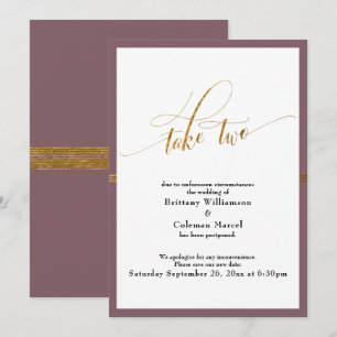 Elegante Cartão de Casamento Adiado com Listras Li