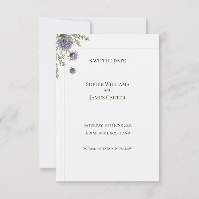 Elegante cartão de data de casamento com canto de  (Frente)