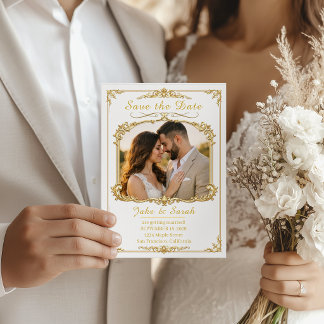 Elegante Cartão de Foto de Casamento com Moldura D