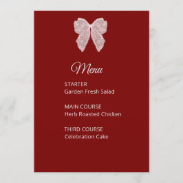 Elegante Cartão de Menu de Casamento com Laço de R