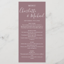 Elegante cartão de menu de casamento em letra curs