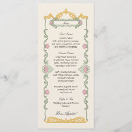 Elegante cartão de menu de casamento floral Art No