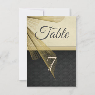 Elegante Cartão de Mesa em Damask Preto Estiloso