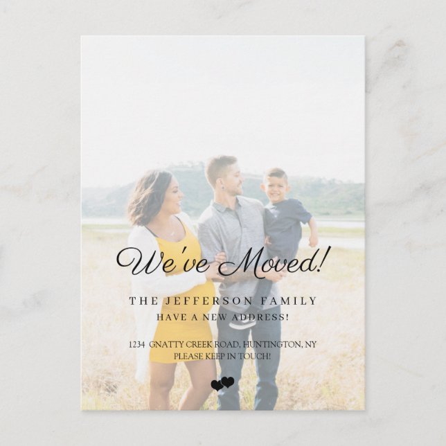 Elegante Cartão de Mudança de Endereço com Efeito  (Frente)