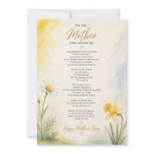 Elegante Cartão de Poema para o Dia das Mães como 