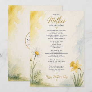 Elegante Cartão de Poema para o Dia das Mães como 
