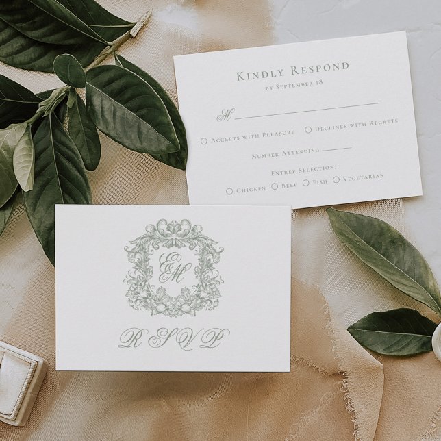 Elegante Cartão de Resposta de Casamento com Monog (Criador carregado)