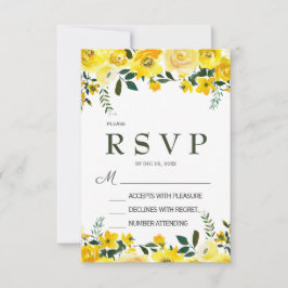 Elegante cartão de resposta de casamento floral co