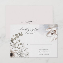 elegante cartão de resposta RSVP floral em tom ros