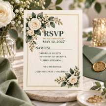 Elegante cartão de RSVP de casamento floral em ver