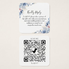 Elegante Cartão de RSVP de Código QR de Floral Ver