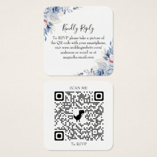Elegante Cartão de RSVP de Código QR de Floral Ver