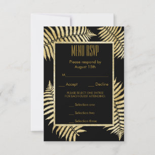Elegante cartão de RSVP de menu de casamento com f